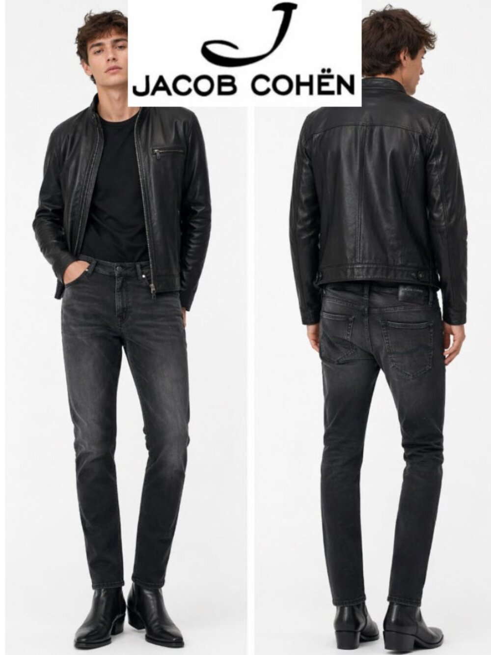 Jacob Cohen J622 Comfort Black Slim Straight Jeans Size 34 Made In Italy